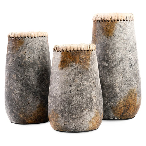Set van drie Sneaky vazen in antiek grijs – small, medium en large formaat
