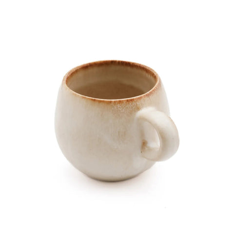 Cascais Espresso Cup vooraanzicht aardewerk wit bruin goud