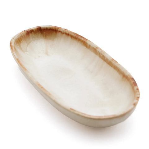 Cascais Oval Small bord bovenaanzicht wit bruin goud