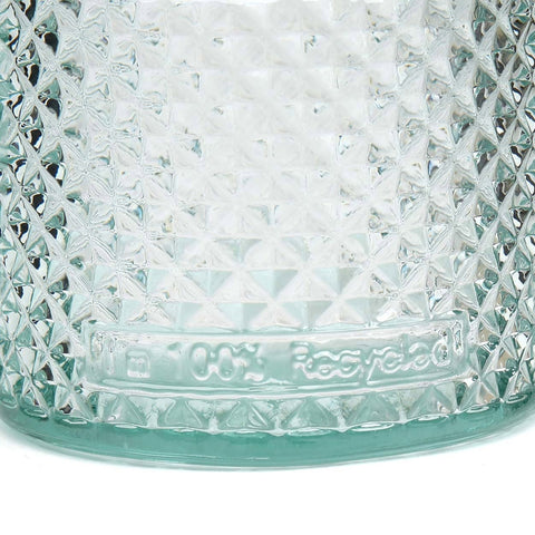Detail close-up Glas Zuanshi – transparant-blauw facetglas van Bazar Bizar