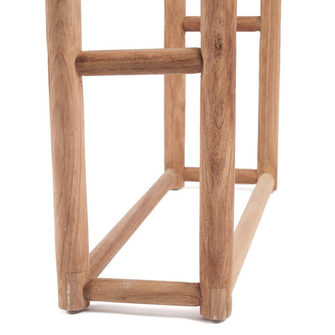 Detail onderzijde van Rustic handdoekhanger – naturel teak hout