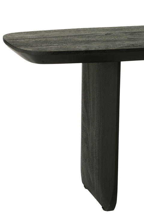 Detail van de stevige poot van de J-Line bank Acacia in zwart hout.