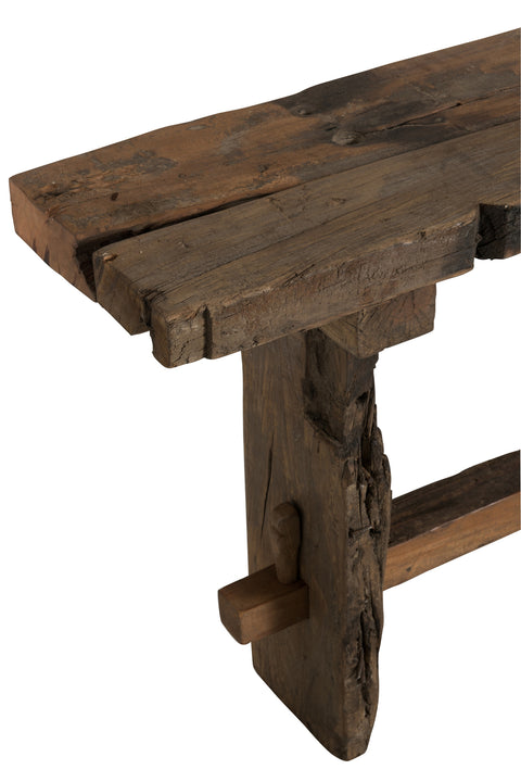 Detail van de houten textuur van de J-Line console Rough in bruin.