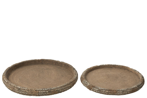 J-Line decoratieve plateaus in cementlook – set van 2 in verschillende formaten