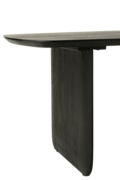 Detail van de zwarte houten poot van de J-Line eettafel Acacia.