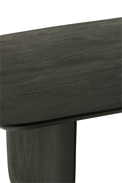 Close-up van het acaciahouten tafelblad van de J-Line eettafel Acacia in zwart.