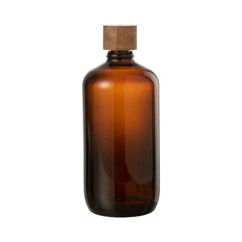 J-Line fles Vintage Brown van glas met houten dop, vooraanzicht