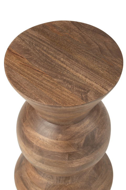 Close-up van het tafelblad van J-Line Koffietafel Candy in bruin mangohout