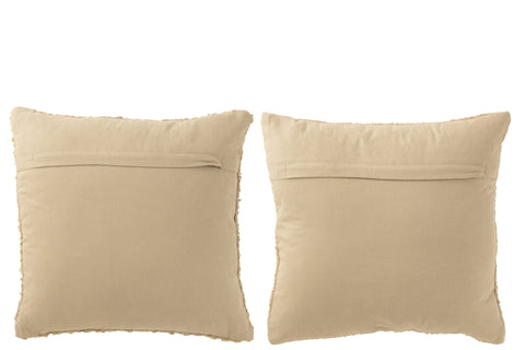 J-Line Set van 2 Kussens Weaving – beige katoenen sierkussens achterkant