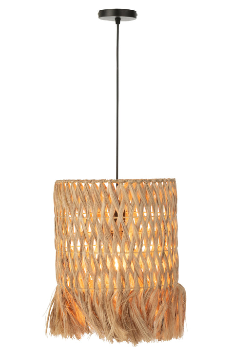 J-Line Lamp Banana Leaf – rotan hanglamp brandend met warm licht