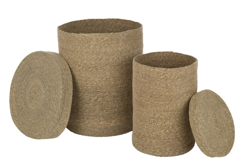J-Line Mand Natural zeegras manden set in naturel kleur