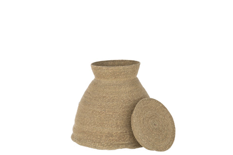 J-Line Mand Seagrass Natural zeegras mand met losse deksel
