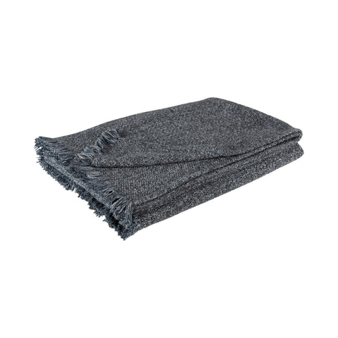 pgevouwen J-Line plaid ‘Ethnic’ in blauw met franjes en etnisch patroon