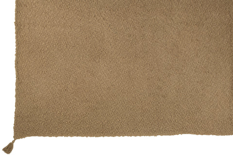 J-Line Plaid Tassels – beige katoenen plaid volledig opengevouwen