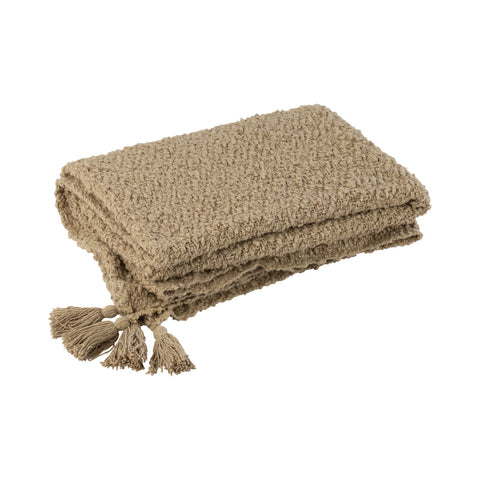 J-Line Plaid Tassels – beige katoenen plaid opgeplooid