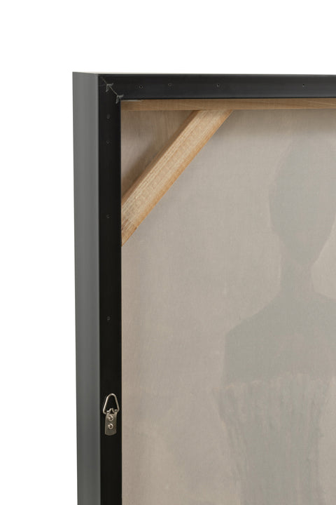 Achterzijde van J-Line Schilderij African met houten kader en ophangsysteem.