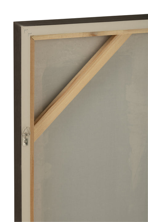 Achterkant van schilderij J-Line ‘Pog’ met houten frame en canvasdoek