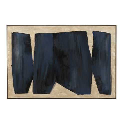 Vooraanzicht van abstract schilderij J-Line ‘Pog’ in zwart, beige en zandtinten op canvas