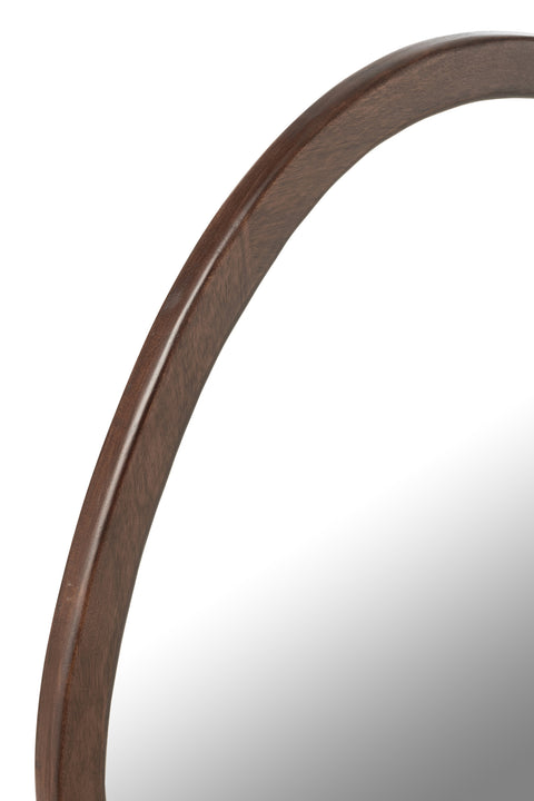 Detail van het mangohouten kader van J-Line Spiegel Whisp Large.