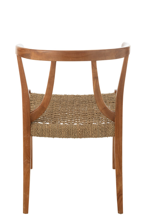 J-Line Stoel Alis achterzijde – houten frame met rotan zitting