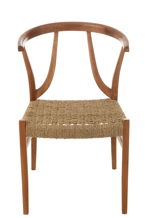 J-Line Stoel Alis voorkant – naturel teakhout met rotan