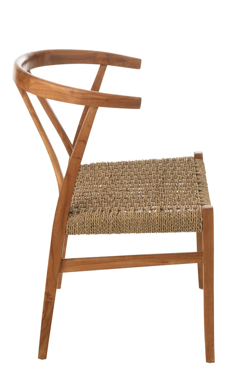 J-Line Stoel Alis– houten frame met rotan zitvlak