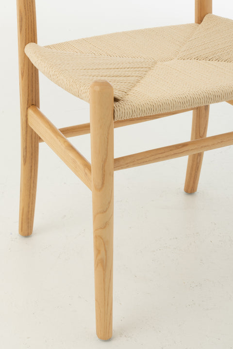 Detail van zitting en poot van J-Line Stoel ‘Toon’ met gevlochten touw