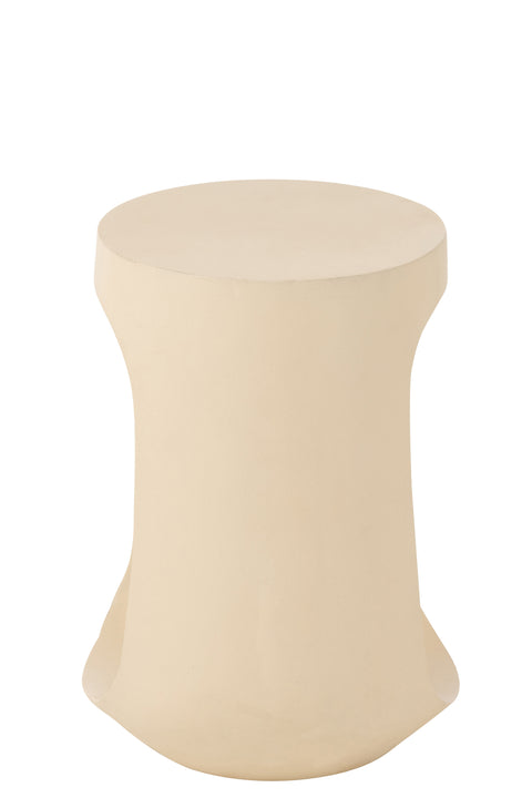 Zijaanzicht J-Line Bijzettafel Mango Beige – compacte houten bijzettafel