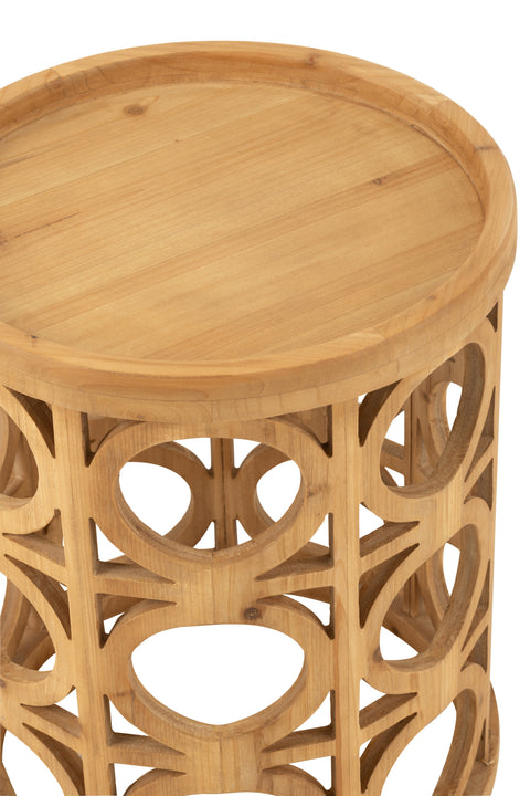 Bovenzijde van J-Line bijzettafel ‘Wood’ – glad houten tafelblad met natuurlijke houtnerf