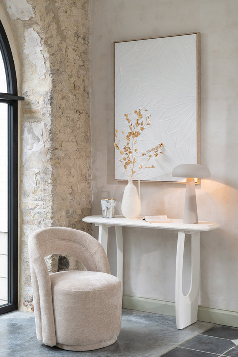 J-Line Console Mark – console tafel gestyled met decoratie in beige woonkamer