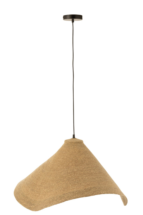 J-Line Hanglamp Cone Natural – brede kegelvormige plafondlamp van zeegras