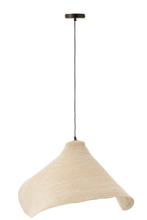 J-Line Hanglamp Cone White – plafondlamp van zeegras, wit, zijaanzicht