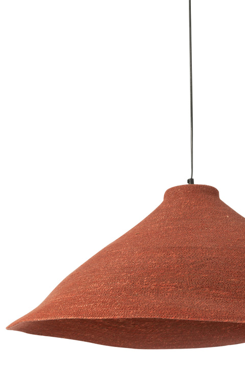 Detail van de geweven rotan structuur van de Seagrass terracotta lamp