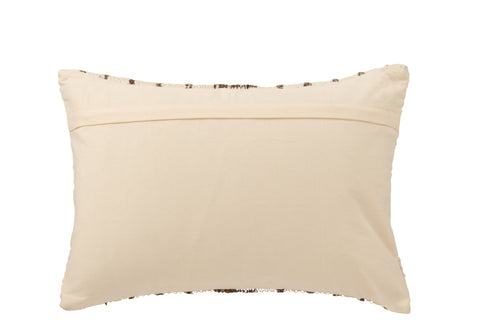 J-Line Kussen Rectangle Striped – rechthoekig kussen in beige en bruin, achteraanzicht
