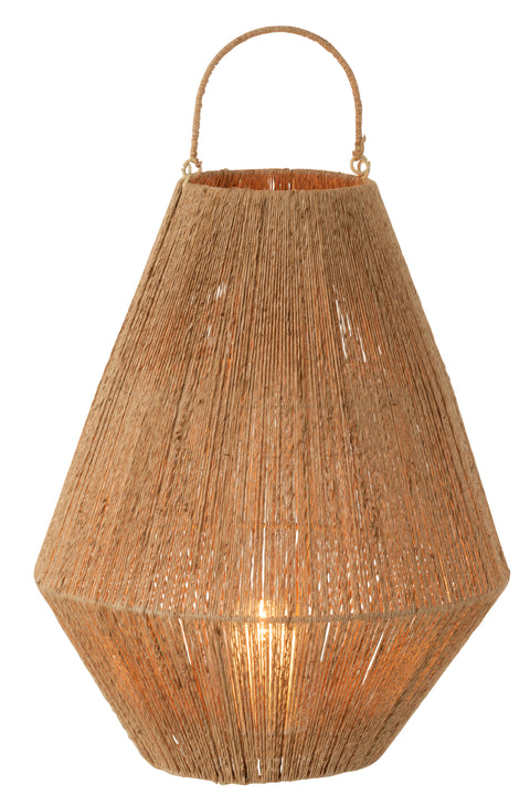 J-Line lantaarn Dantya met kaars – sfeervolle verlichting in natuurlijk jute design