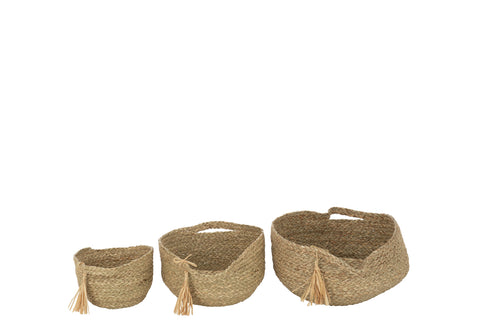 Handgemaakte rotan mandenset 'Round' van J-Line, 3 stuks
