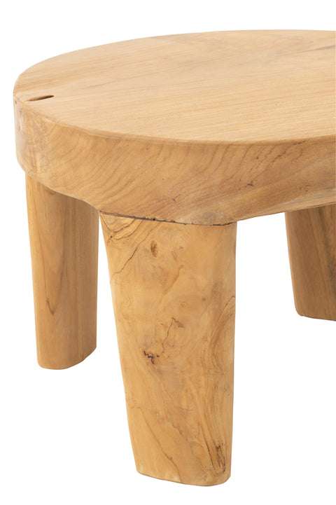 J-Line Set van 2 Tafels Teak – detail houten salontafel blad en structuur