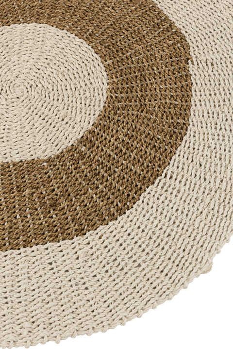 Detail van klein J-Line tapijt ‘Seagrass White’ – handgeweven zeegras met witte accenten