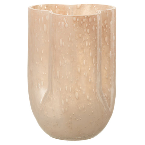 J-Line Vaas Trikkie Beige – elegante glazen beige vaas van 23 cm