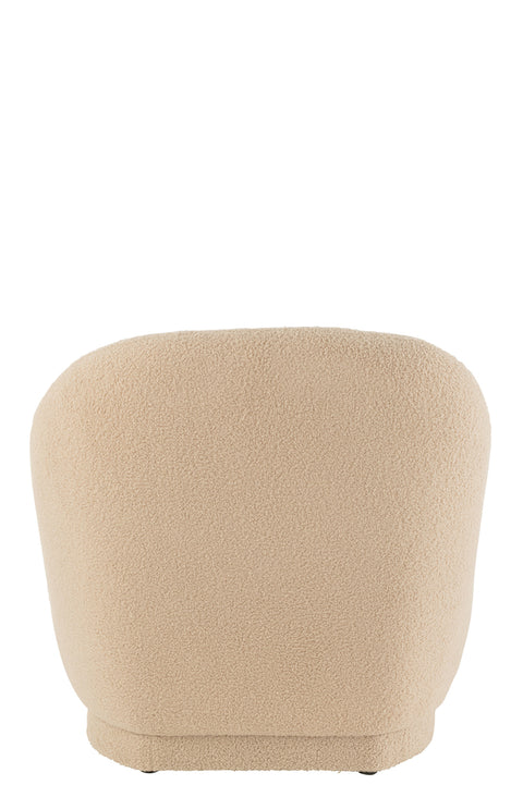 J-Line Zetel Teddy Warm Beige – achterkant van beige bouclé zetel