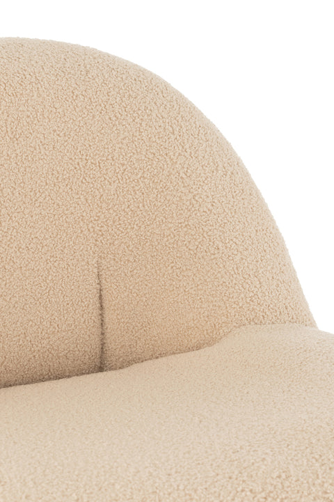 Detail afwerking J-Line Zetel Teddy Warm Beige met MDF-frame