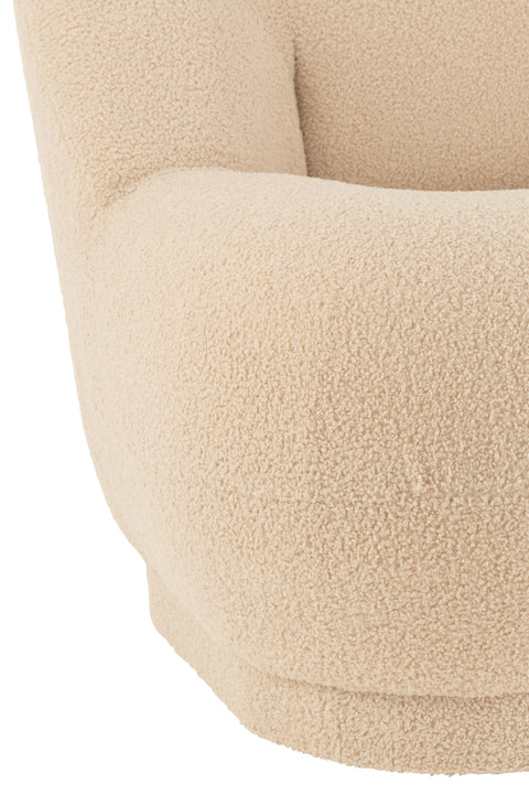 Detail armleuning J-Line Zetel Teddy Warm Beige bouclé