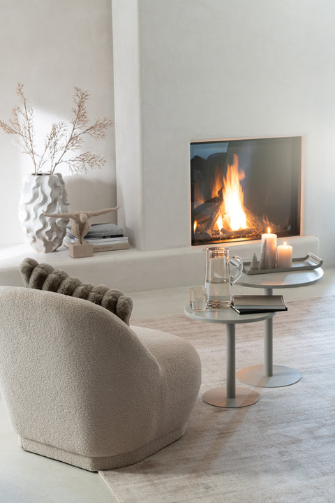 J-Line Zetel Teddy Warm Beige – gezellige fauteuil in boho stijl interieur