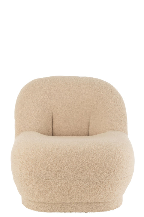 J-Line Zetel Teddy Warm Beige – comfortabele beige bouclé zetel