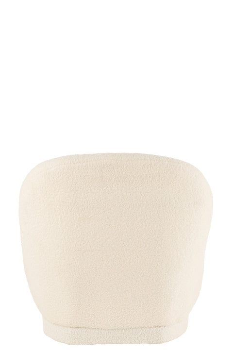 Achteraanzicht van J-Line fauteuil 'Teddy White' in witte bouclé