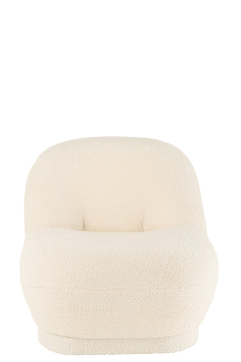 Luxe fauteuil J-Line 'Teddy White' in wit bouclé, compleet zichtbaar