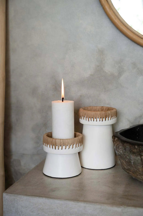 Kandelaars Pretty small en medium met kaars – boho interieur