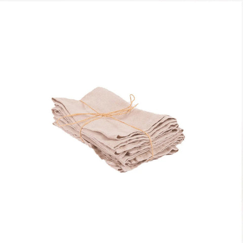 Opgeplooide beige linnen servetten set van 4, Casa Mimi