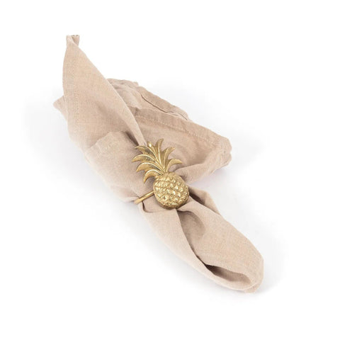 Opgeplooide beige linnen servetten set van 4, Casa Mimi