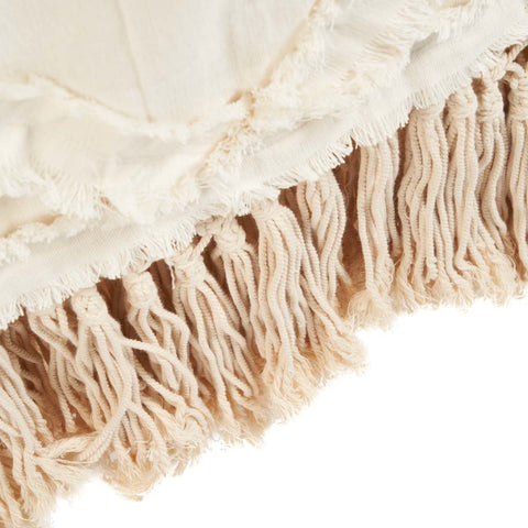 Detail van franjes op Plaid 'Beber Natural', boho stijl